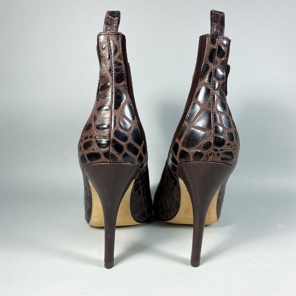 ASK ALICE Suede Snake Skin Cut Out Ankle Bootie - Picture 2 of 8